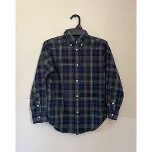 Ralph Lauren Boys Size 7 Long Sleeve Green Plaid Button Down Dress Oxford Shirt